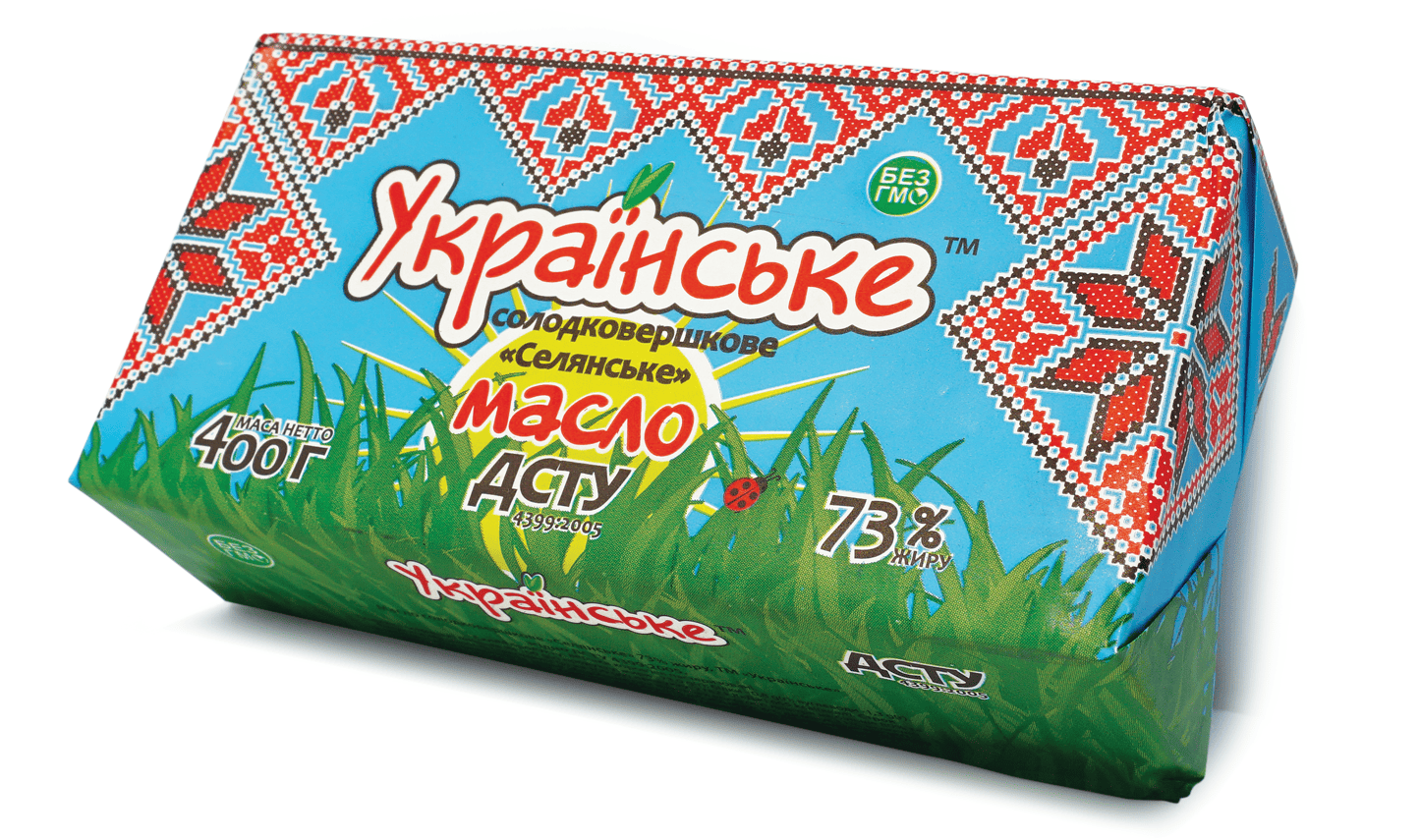 Масло солодковершкове "Селянське" 73 % жиру"Українське" 400г.еколін
